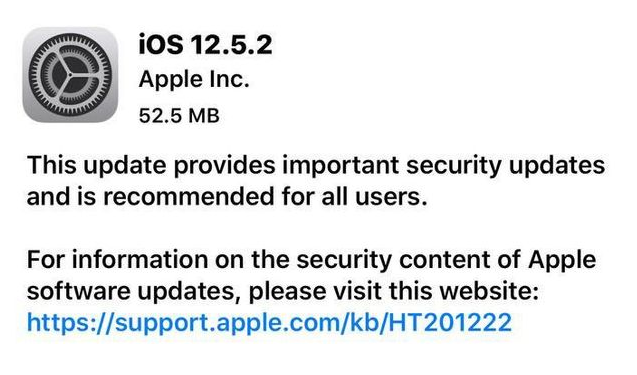 运粮湖管理区苹果手机维修分享iOS12.5.2发布，建议所有老苹果用户安装 